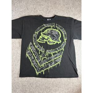 Metal Mulisha Skull Helmet Chevron Shirt Men XL Black Skate Grunge Motocross Y2K